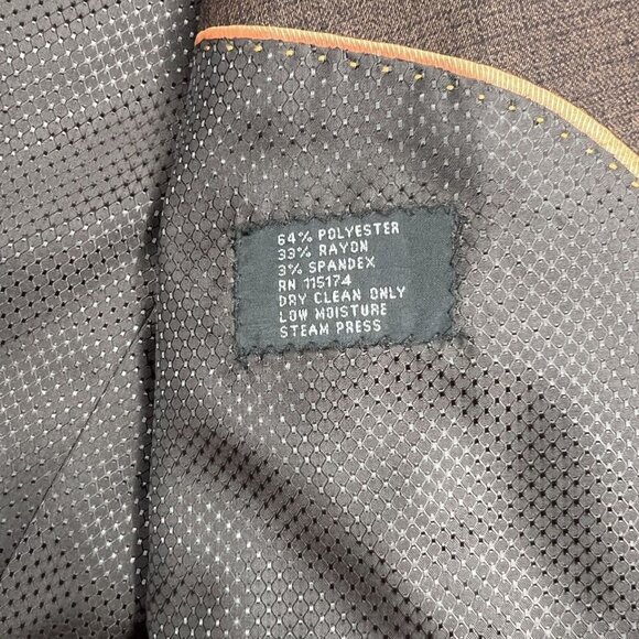 Bocaccio Uomo Men Suit 54L Pants 44x31.5 Brown Polyester Viscose Spandex - Picture 5 of 16